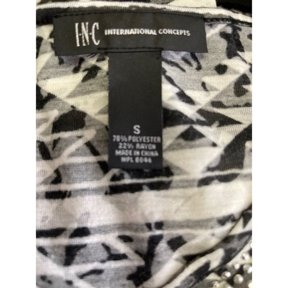 INC International Concepts Top Womens Short Slit Sleeves White Black Size Small - Picture 11 of 11